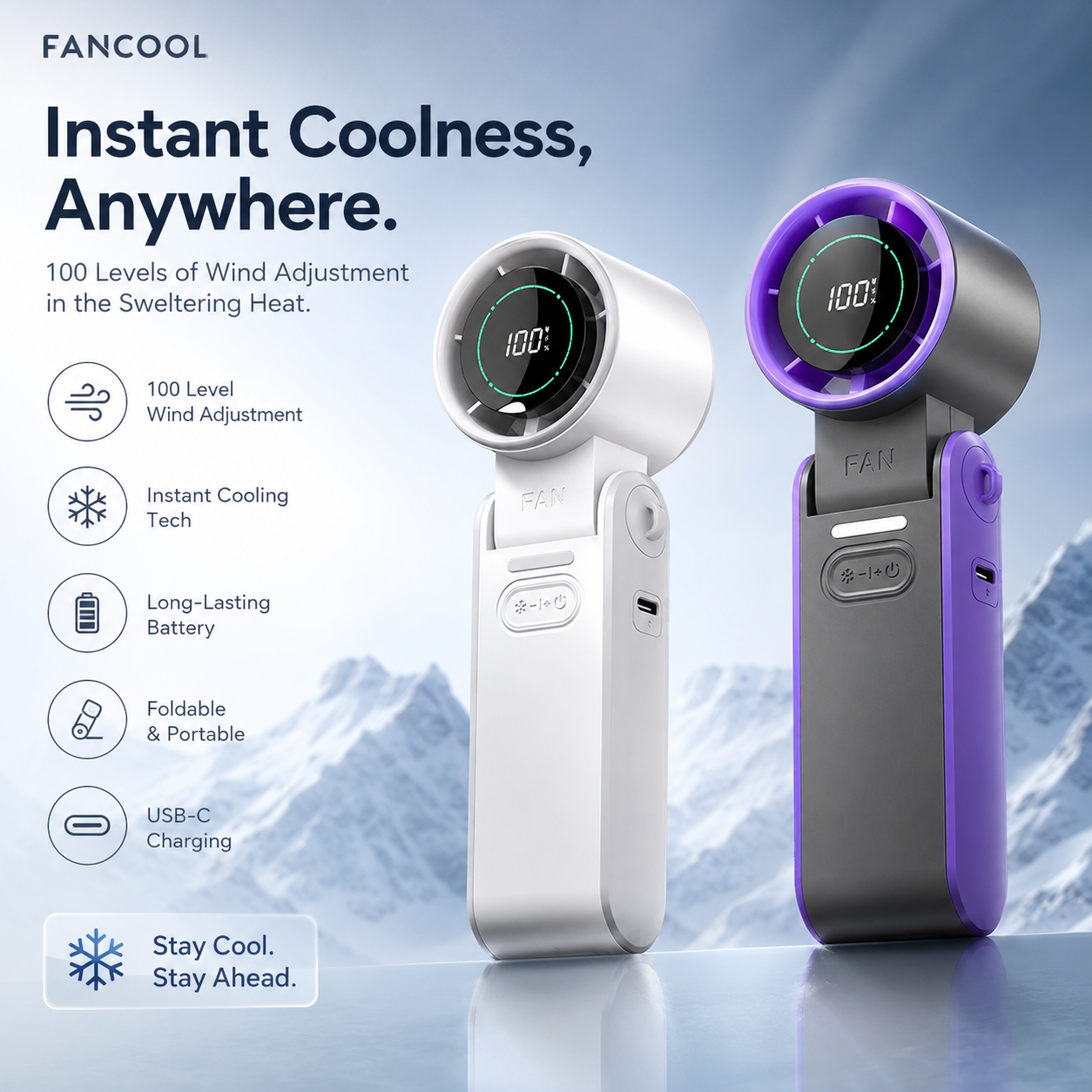 Portable Digital Display Cooling Fan